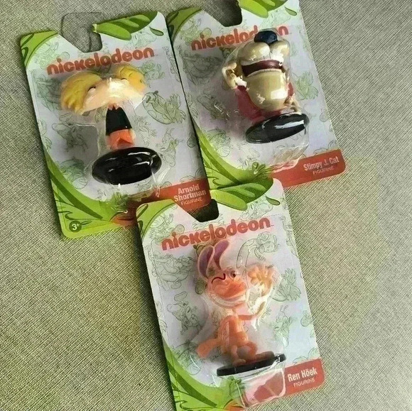 Nickelodeon 3 Mini Figurines Hey Arnold Ren Stimpy Nickelodeon New - Picture 6 of 7